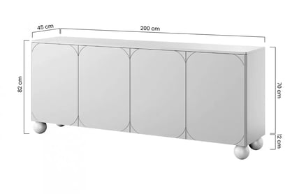 Komoda Sonatia II 200 cm - burgundová Komoda Sonatia II 200 cm štvordverová na nogach kulach - burgund