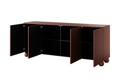 Štvordverová komoda Sonatia II 200 cm - burgund / nohy guľaté Komoda Sonatia II 200 cm štvordverová na nogach kulach - burgund