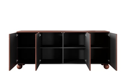 Štvordverová komoda Sonatia II 200 cm - burgund / nohy guľaté Komoda Sonatia II 200 cm štvordverová na nogach kulach - burgund