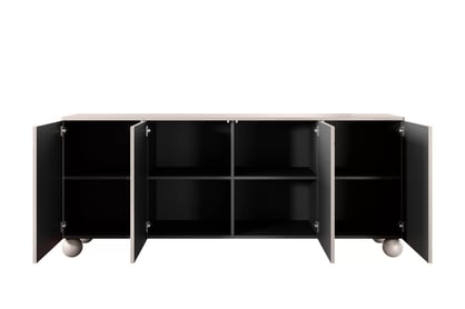 Kozmetická komoda Sonatia II 200 cm so štyrmi dverami - kasmír / guľové nohy Komoda Sonatia II 200 cm štvordverová na nogach kulach - kašmír