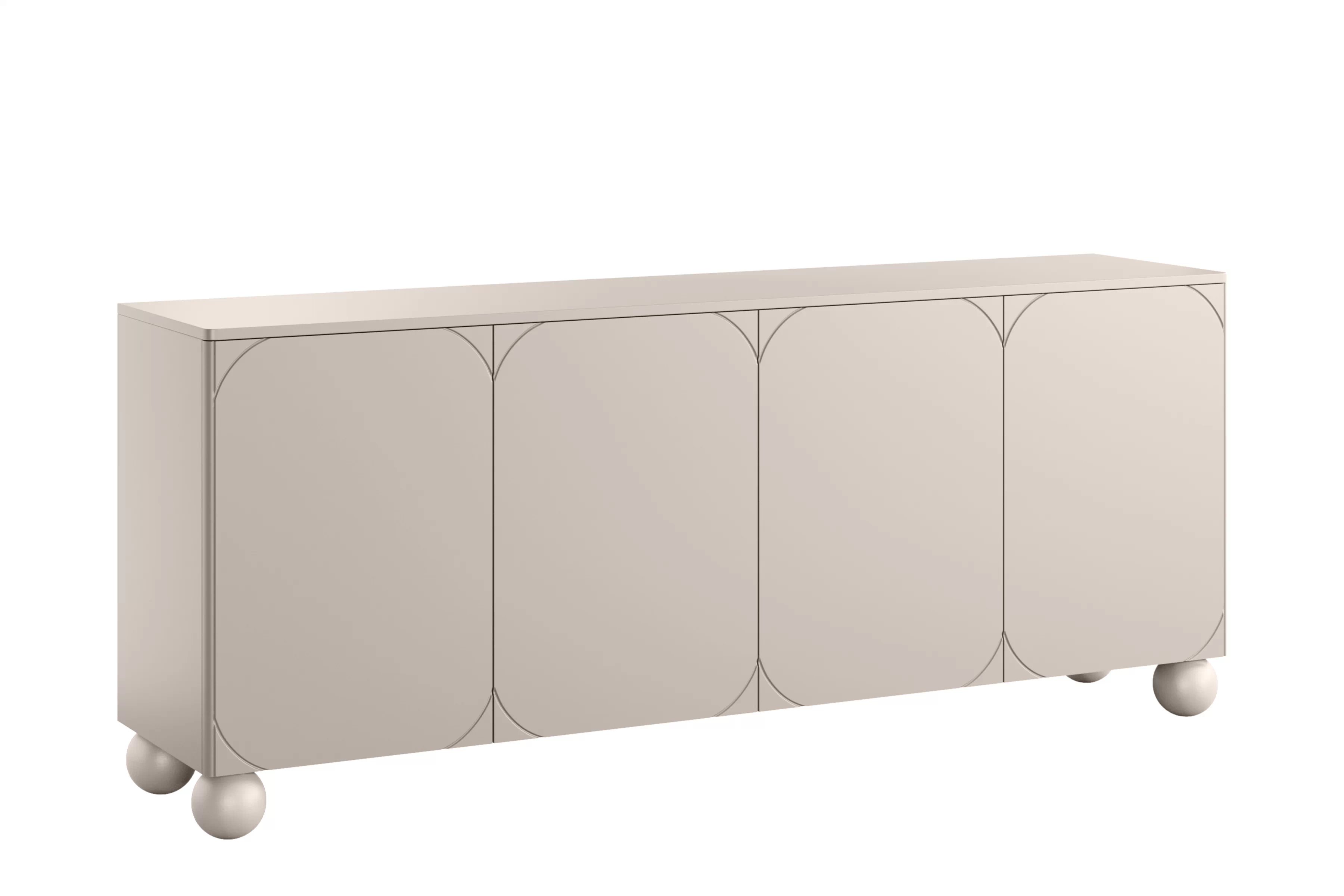 Štvordverová komoda Sonatia II 200 cm s dvoma skrytými zásuvkami - kašmír / guľové nohy Komoda Sonatia II 200 cm štvordverová s dvoma ukrytymi zásuvkami - kašmír / nožičky kule