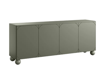 Olivová komoda Sonatia II 200 cm so štyrmi dverami a dvoma skrytými zásuvkami - nohy v tvare gule