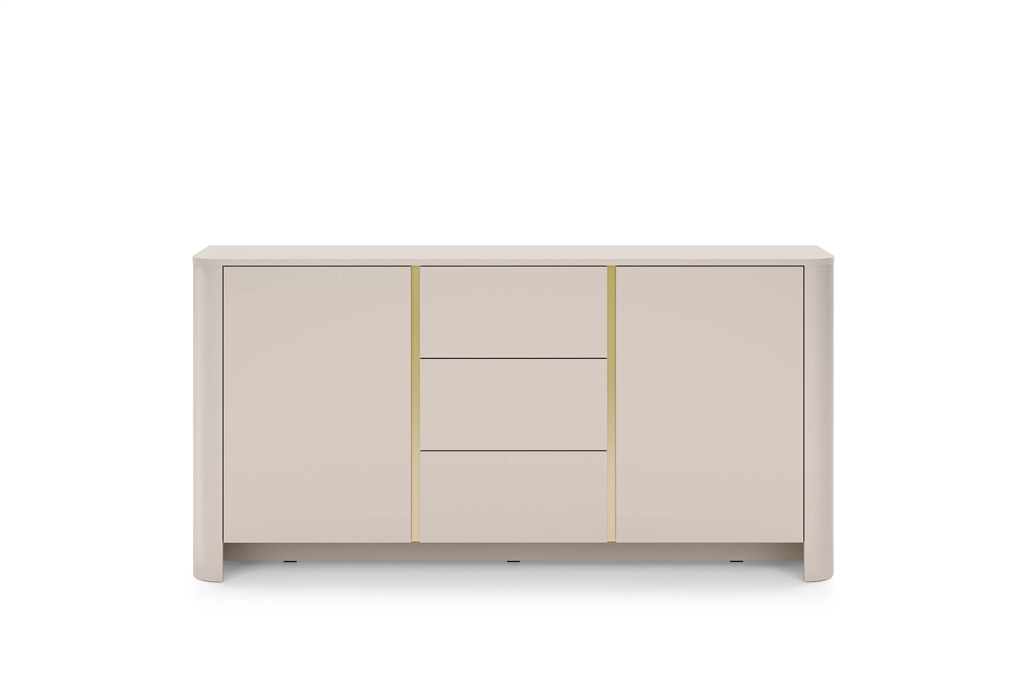 Komoda Sorrenti 168 cm se zásuvkami – kašmír / zlatá Komoda Sorrenti 168 cm se zásuvkami - kašmír / zlatá