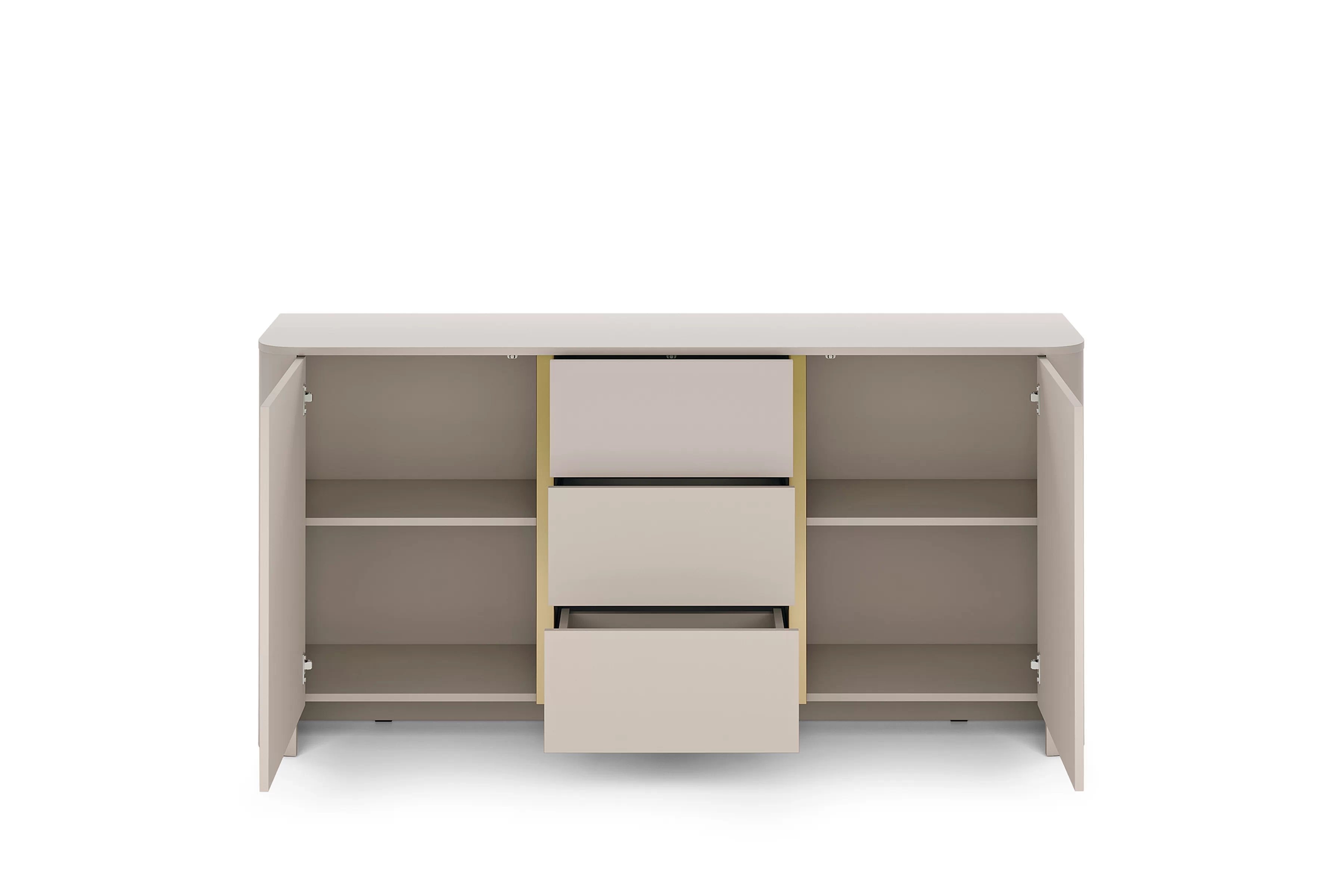 Komoda Sorrenti 168 cm se zásuvkami – kašmír / zlatá Komoda Sorrenti 168 cm se zásuvkami - kašmír / zlatá