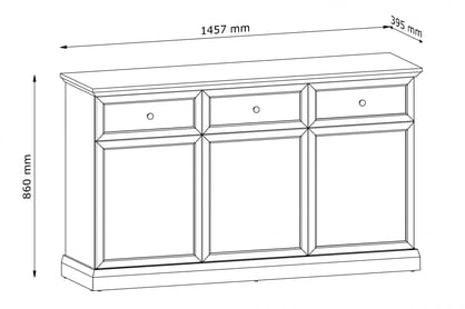 Komoda Lucca 149 cm - bílá Komoda třídveřová Lucca se zásuvkami 149 cm - bílá