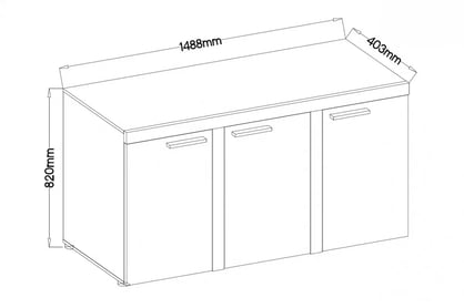 Komoda Luiza 3F - svetlý betón - 149 cm Komoda trojdverová Luiza 3F - 149 cm - beton svetlý