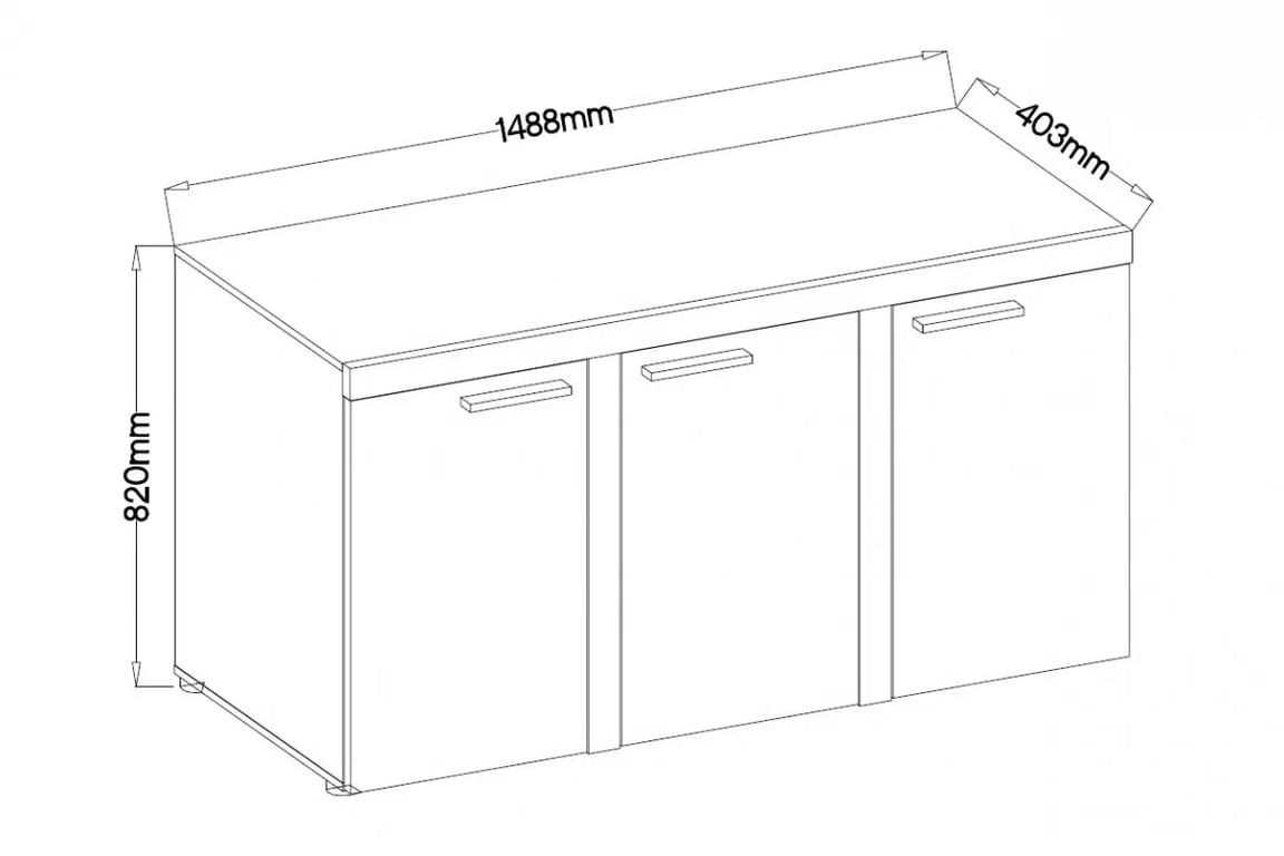 Komoda Luiza 3F - svetlý betón - 149 cm Komoda trojdverová Luiza 3F - 149 cm - beton svetlý