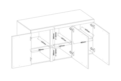 Komoda Luiza 2F - beton světlý Komoda třídveřová Luiza 3F - 149 cm - beton světlý