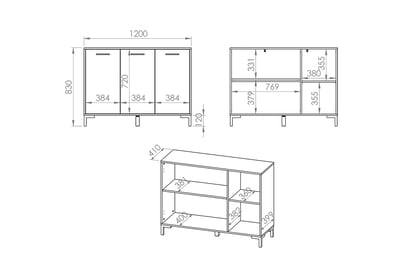 Komoda třídveřová Klarso 10 - 120 cm - dub artisan Komoda stojící