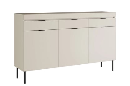 Tří dveřová komoda Sentia 157 cm s třemi zásuvkami - kašmír / černá