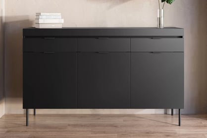 Komoda Sentia 157 cm s 3 zásuvkami - čierna / čierna Komoda trojdverová Sentia 157 s tromi zásuvkami - Čierny / Čierny 