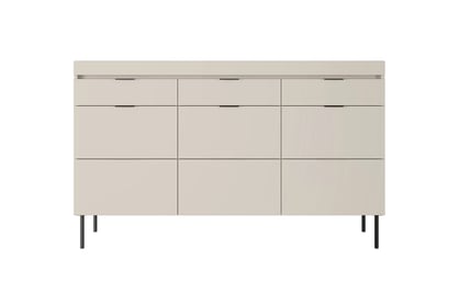 Komoda trojdverová Sentia 157 s tromi zásuvkami - kašmír / Čierny - Výpredaj expozície  Komoda trojdverová Sentia 157 s tromi zásuvkami - kašmír / Čierny  - Limitovaná ponuka expozície