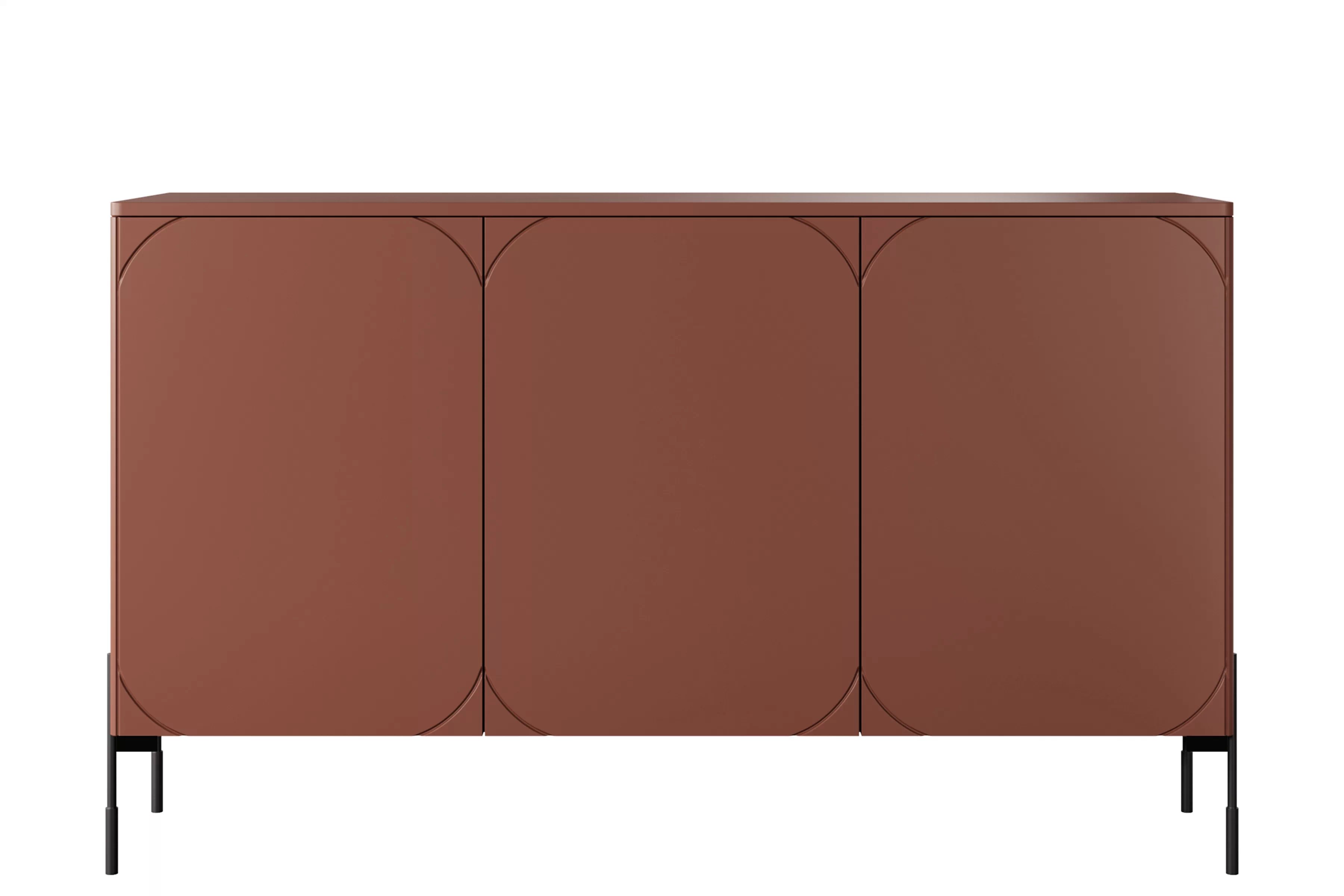 Trojdverová komoda Sonatia 150 cm - burgund / čierne nohy Komoda trojdverová Sonatia na kovových nohách 150 cm - burgund