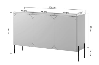 Komoda Sonatia 150 cm - burgund Komoda třídveřová Sonatia na kovových nohách 150 cm - burgund