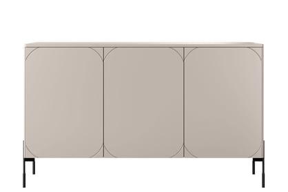 Kozmetická komoda Sonatia 150 cm s tromi dverami - kasmír / čierne nohy Komoda trojdverová Sonatia na kovových nohách 150 cm - kašmír