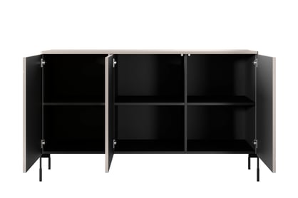 Kozmetická komoda Sonatia 150 cm s tromi dverami - kasmír / čierne nohy Komoda trojdverová Sonatia na kovových nohách 150 cm - kašmír