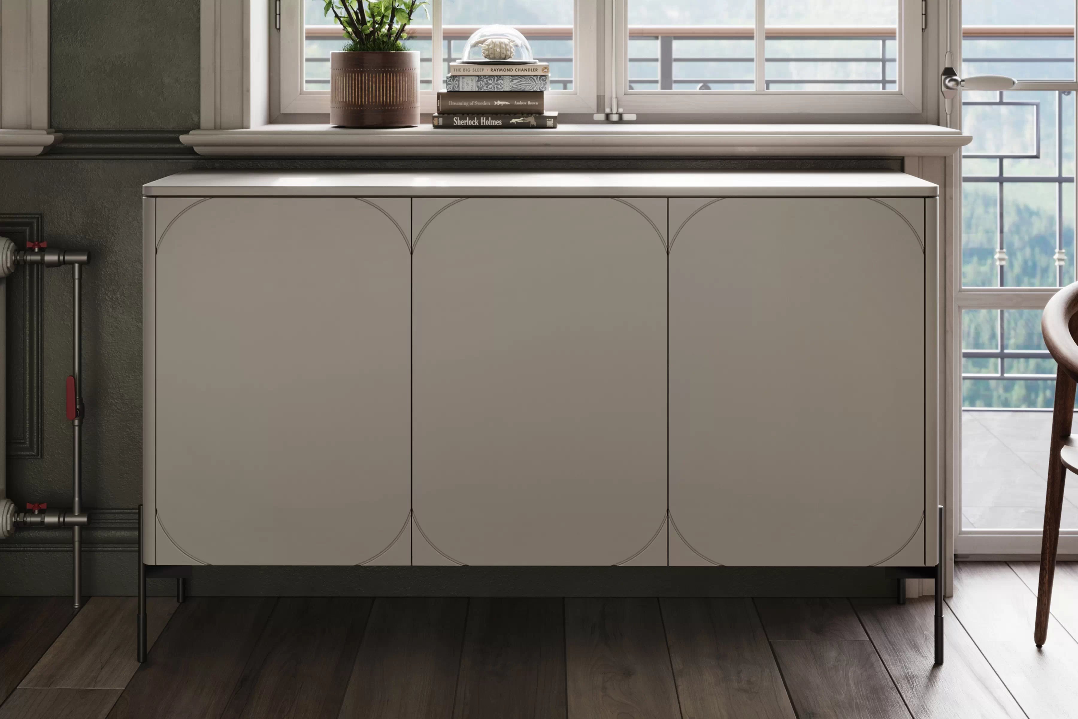 Komoda Sonatia 150 cm - kašmírová Komoda trojdverová Sonatia na kovových nohách 150 cm - kašmír