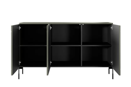 Trojdverová komoda Sonatia na kovových nohách 150 cm - olivová Komoda trojdverová Sonatia na kovových nohách 150 cm - Oliva