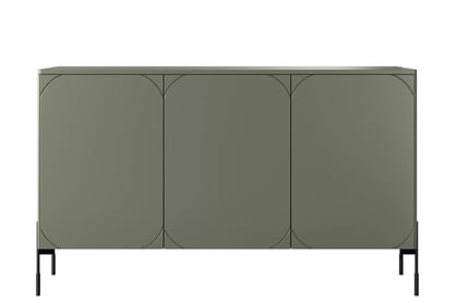 Trojdverová komoda Sonatia na kovových nohách 150 cm - olivová Komoda trojdverová Sonatia na kovových nohách 150 cm - Oliva