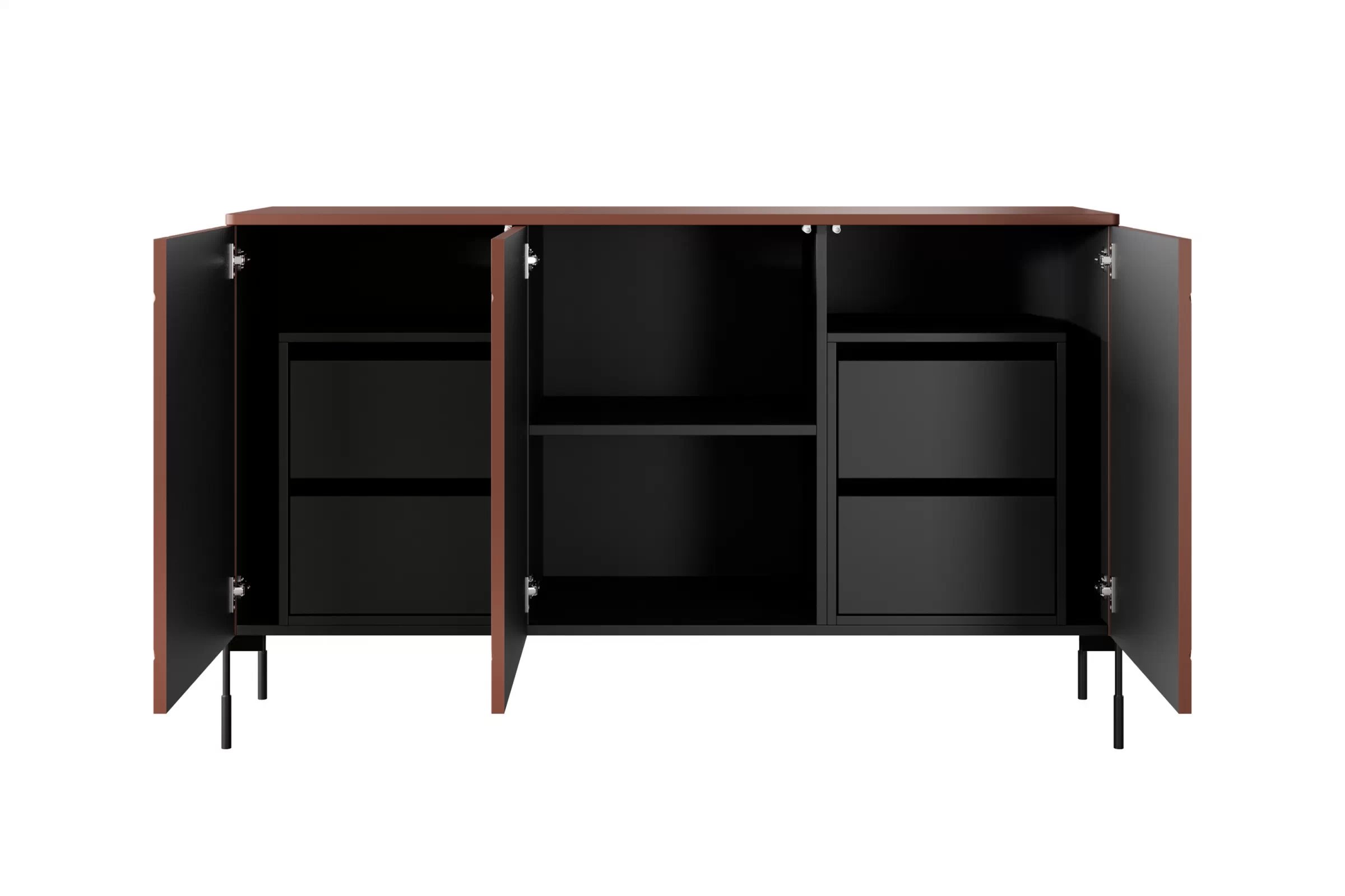 Komoda Sonatia 150 cm s 2 ukrytými zásuvkami - burgundová Komoda so zásuvkami