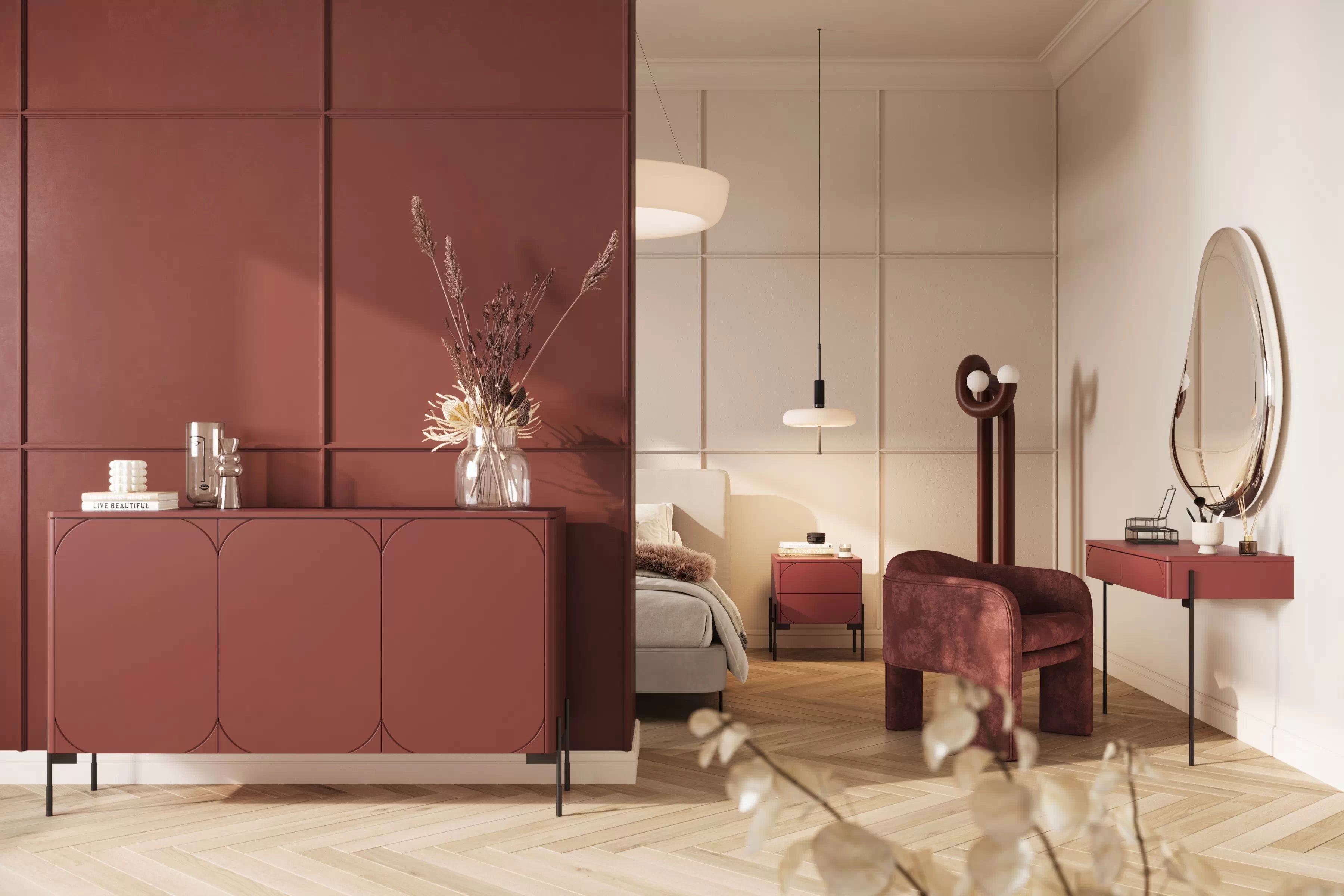 Komoda Sonatia 150 cm s 2 ukrytými zásuvkami - burgundová Komoda do izby