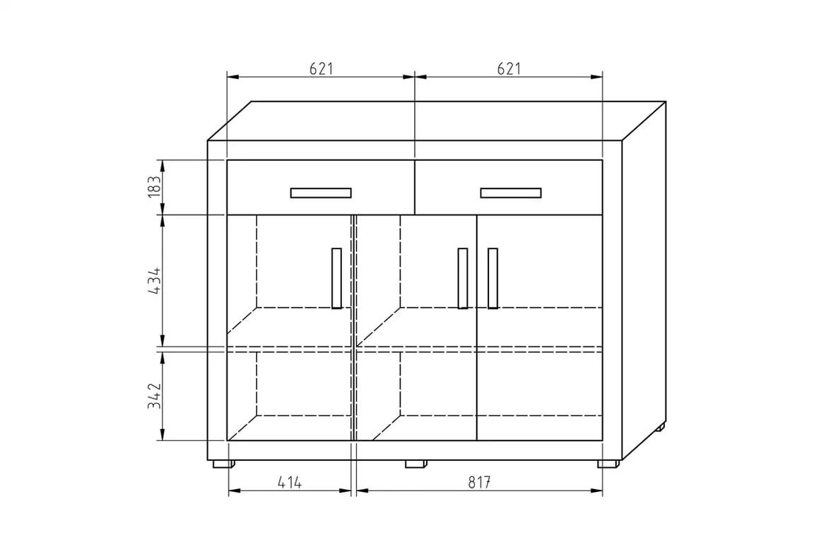 Komoda Bahama K4 - 138 cm Komoda třídveřová se dvěma zásuvkami Bahama BA-K4 Rozměry