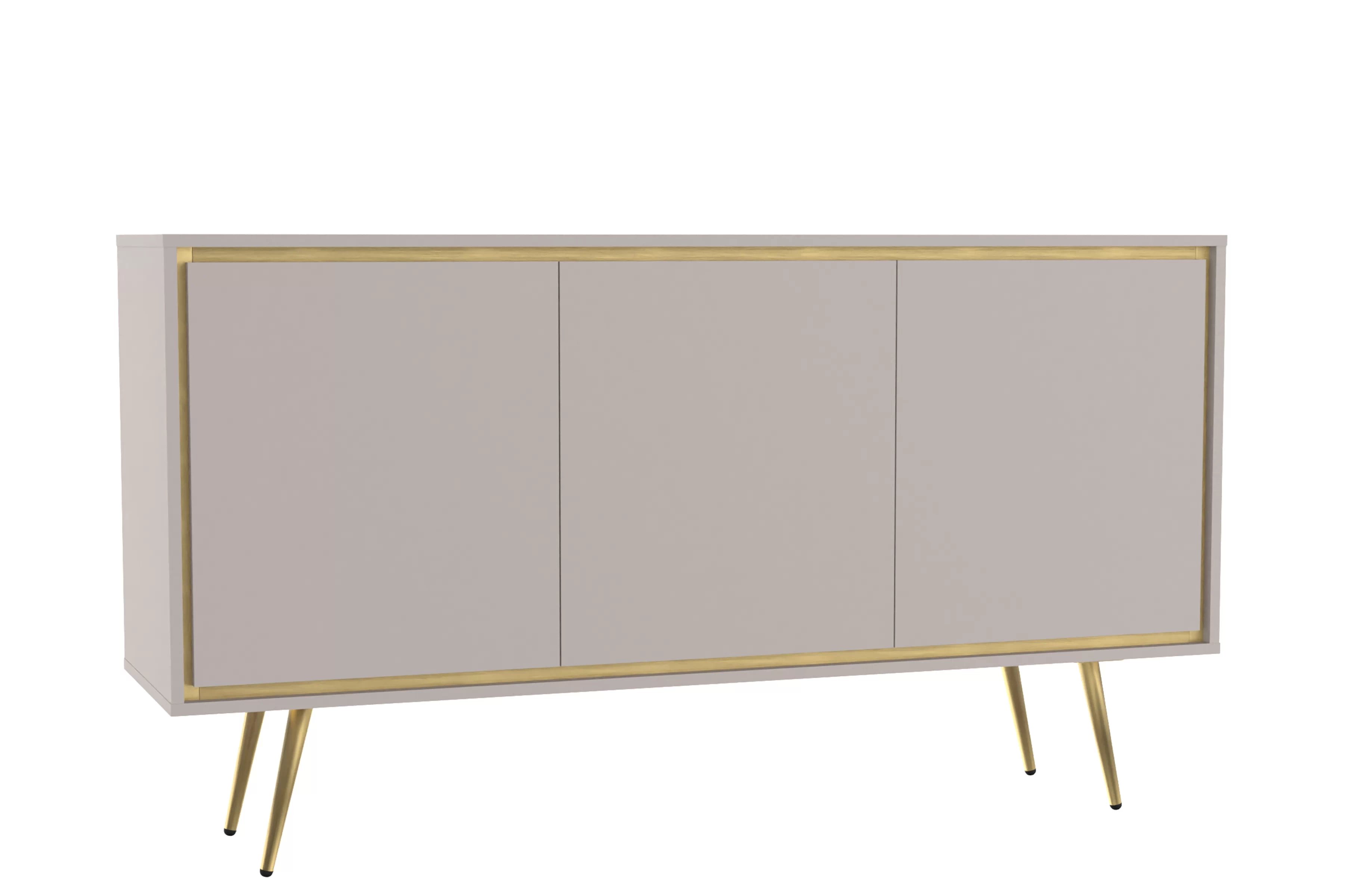 Komoda do obývacej izby Unili 150 cm - kašmír / zlaté Komoda Unili 150 cm trojdverová - kašmír / zlaté