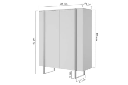 Komoda Verica 120 cm - charcoal / černé nožky Komoda Verica 120 cm z metalowymi nogami - černá beton / černá nozki