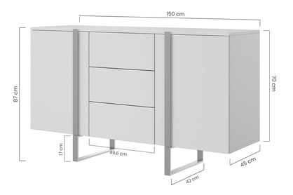 Komoda Verica 150 cm se třemi zásuvkami - kašmír / černé nožky Komoda Verica 150 cm se třemi  zásuvkami i metalowymi nogami - kašmír / černá nozki