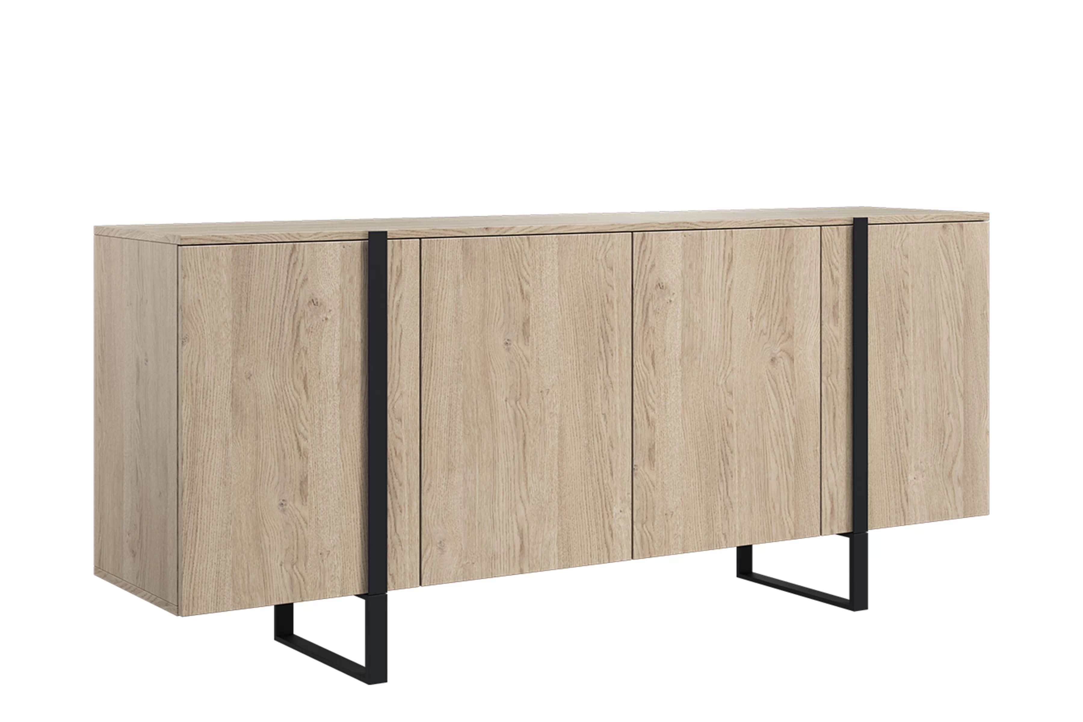 Štvor dverová komoda Verica 200 cm - biszkoptový dub / čierne nohy Komoda Verica 200 cm štvordverová - Dub biszkoptowy / čierny nozki