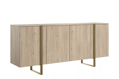 Štvor dverová komoda Verica 200 cm - bisquitový dub / zlaté nožičky