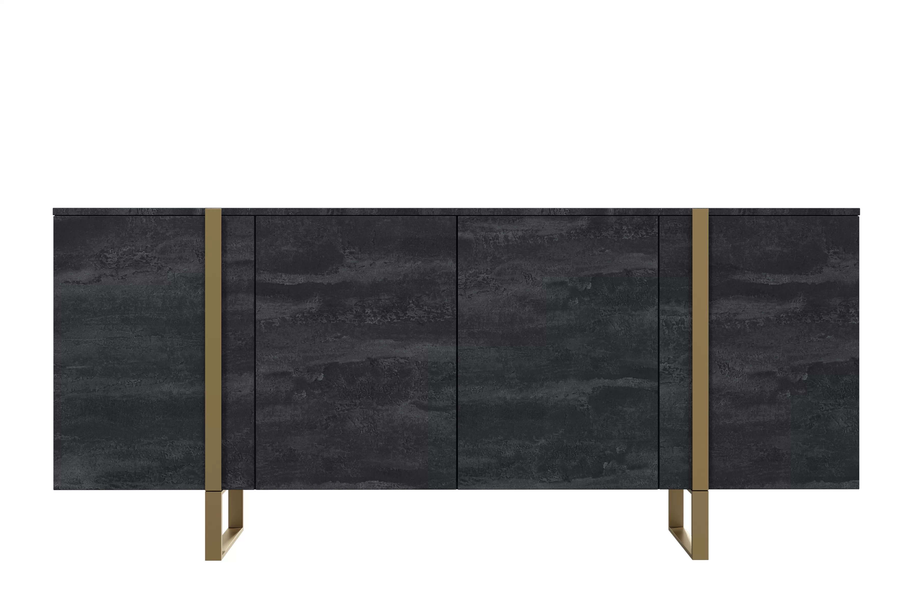 Komoda Verica 200 cm - černý beton / zlaté nohy Komoda Verica 200 cm na kovových nohách - černá beton / zlaté nozki
