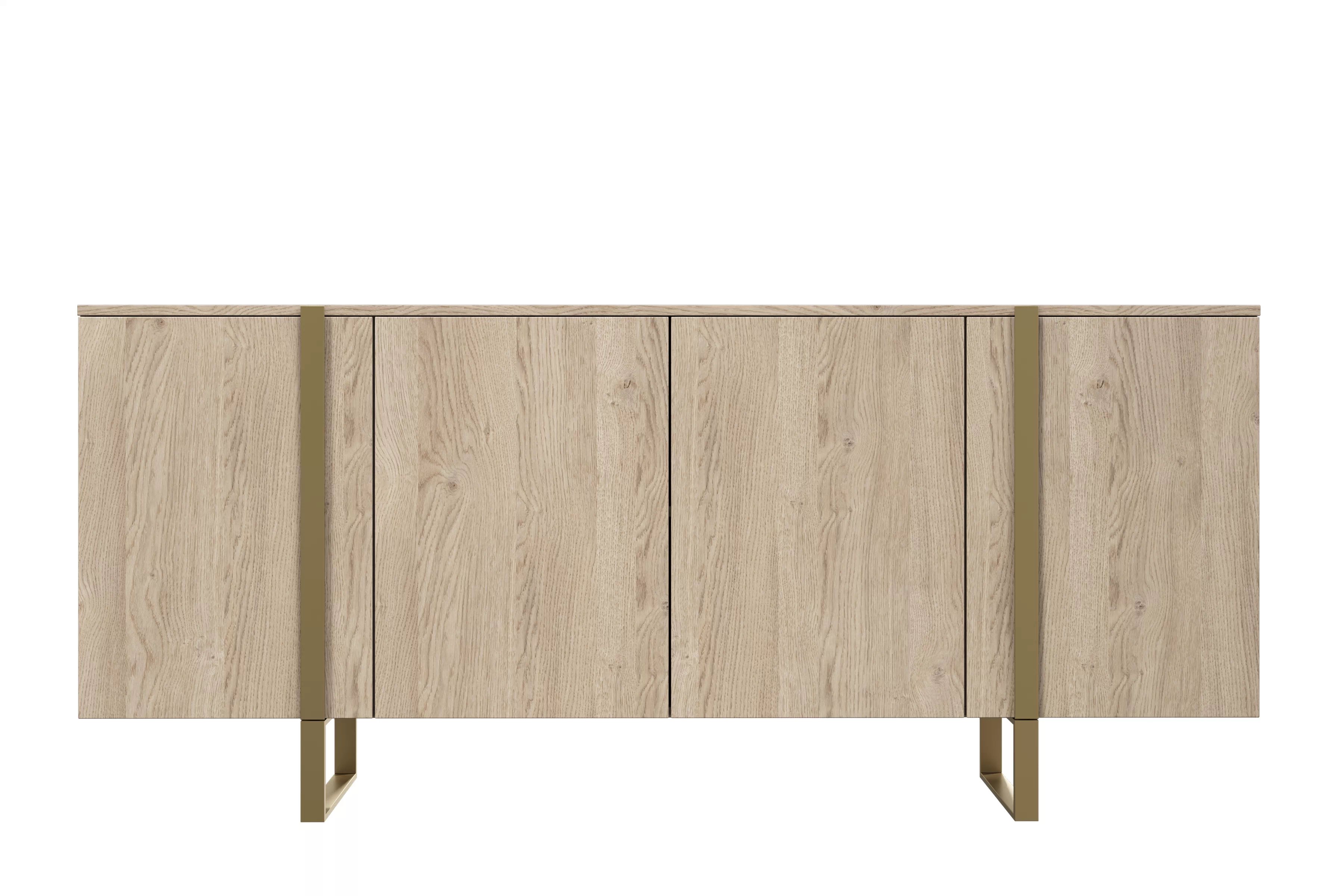 Komoda Verica 200 cm - dub piškotový / zlaté nožky Komoda Verica 200 cm na kovových nohách - dub piškotový / zlaté nozki