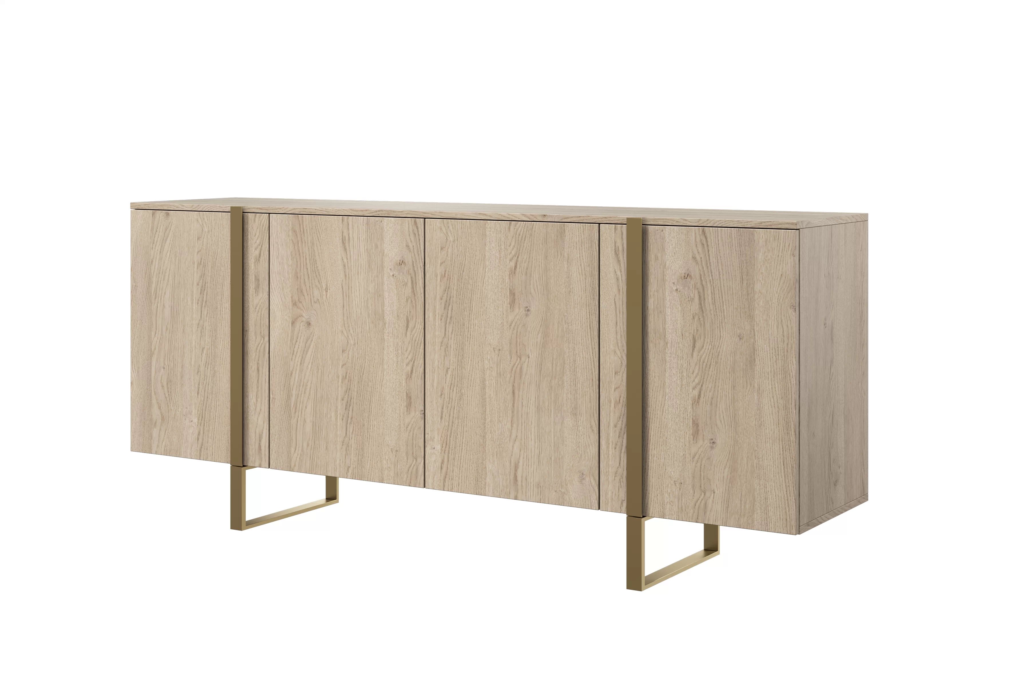 Komoda Verica 200 cm - dub piškotový / zlaté nožky Komoda Verica 200 cm na kovových nohách - dub piškotový / zlaté nozki
