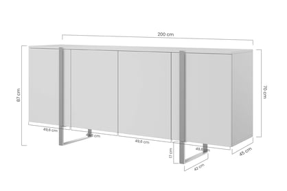 Komoda Verica 200 cm - kašmír / černé nožky Komoda Verica 200 cm na kovových nohách - kašmír / černá nozki