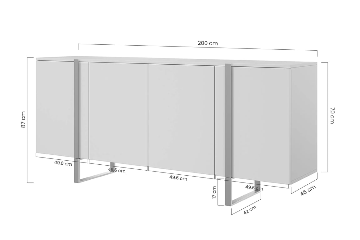 Komoda Verica 200 cm - kašmírová / čierne nožičky Komoda Verica 200 cm na kovových nohách - kašmír / čierny nozki