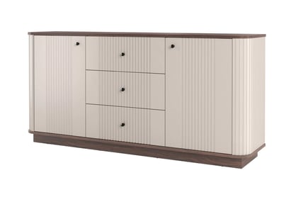 Komoda Vesper 160 cm se zásuvkami - kašmír / ořech / černá Úchytky
