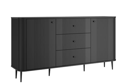 Komoda Vesper 160 cm se zásuvkami na nožkách - černá / černé nohy