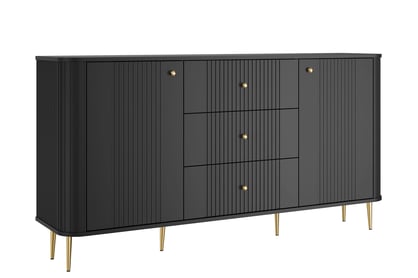 Komoda se zásuvkami Vesper 160 cm - černá / zlaté nohy