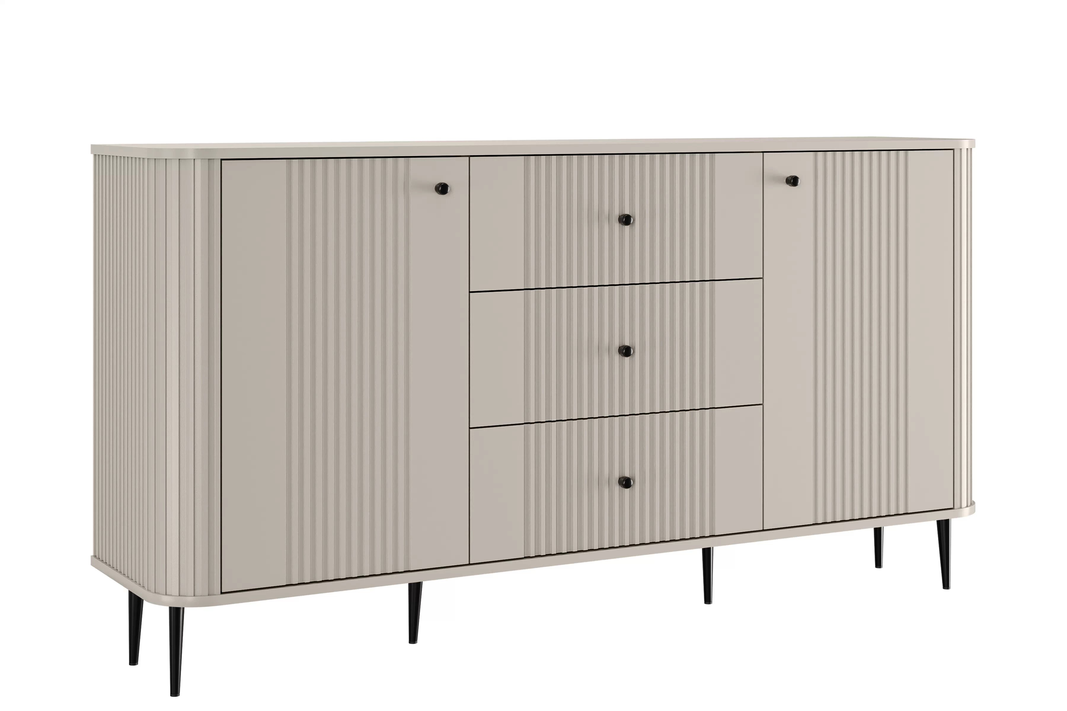Komoda Vesper 160 cm se zásuvkami na nožkách - kašmír / černé nohy Komoda Vesper 160 cm se zásuvkami na nožkách - kašmír / černé nožičky
