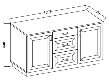 Komoda Weronika WHAR 150 2D3S - Komoda so zásuvkami do jedálne Rozmery Komody Weronika