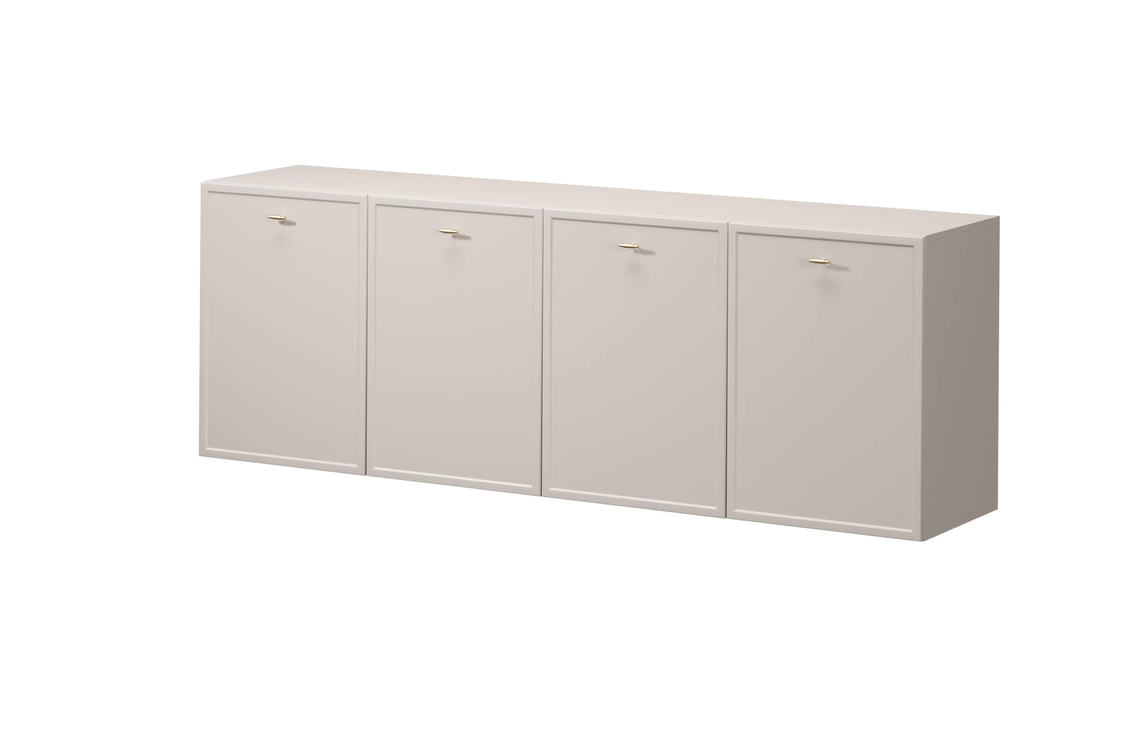 Závesná komoda Lorini 200 cm - kašmírová / zlaté úchytky T Komoda závesná štvordverová Lorini 200 cm - kašmír / zlote úchyty T-bar