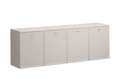 Závěsná komoda Lorini 200 cm čtyřdveřová - kašmír / zlaté úchytky T-bar