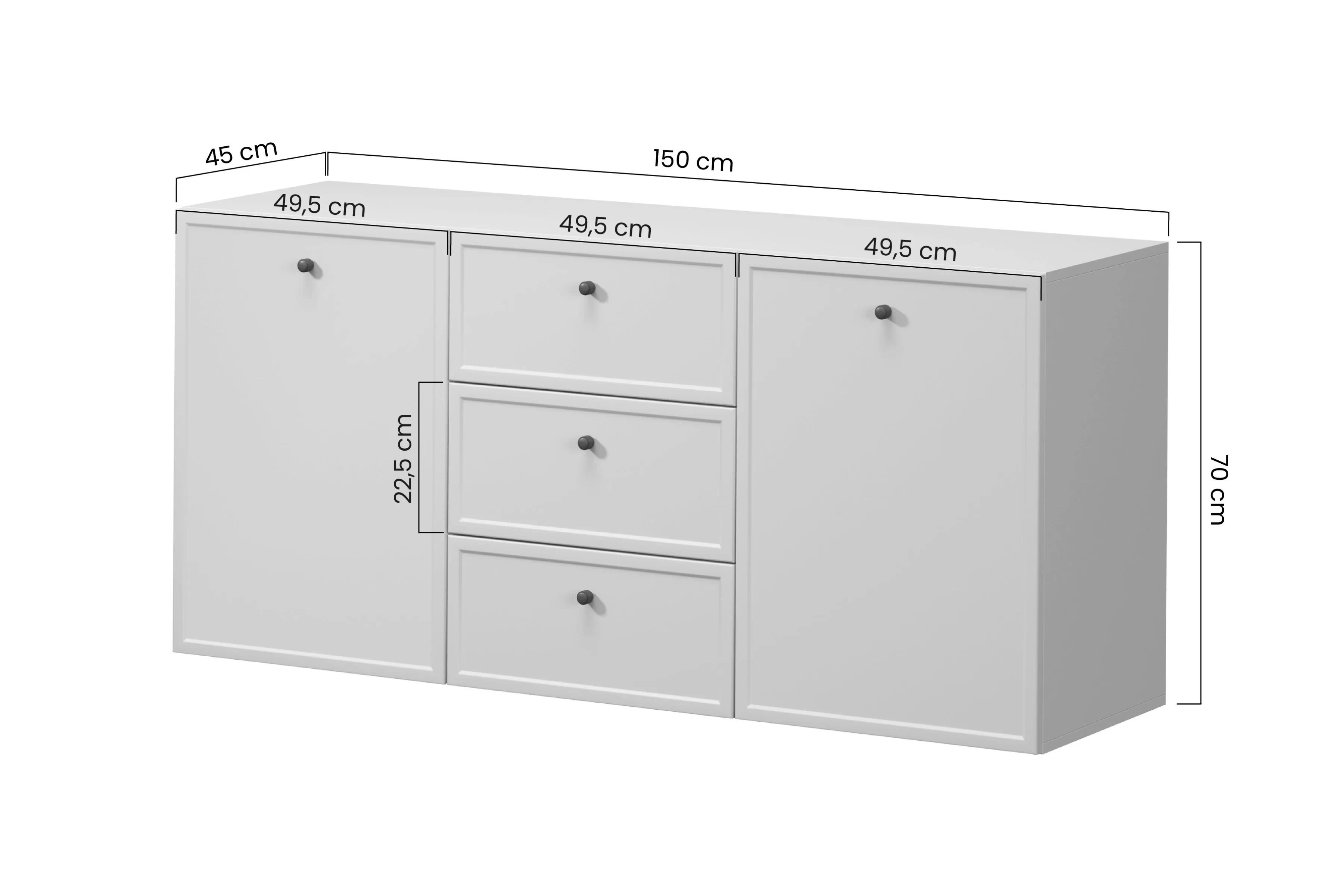 Závěsná komoda Lorini 150 cm - kašmírová / zlaté úchytky T-bar Komoda závěsná Lorini 150 cm se zásuvkami - kašmír / zlote Úchytky T-bar