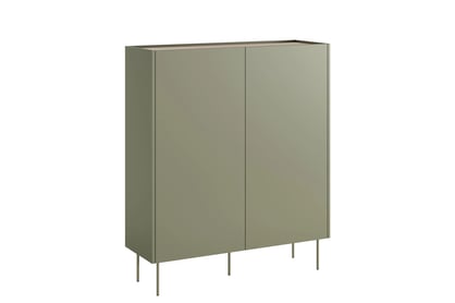 Vysoká komoda Desin 120 cm s dvoma dverami a skrytými zásuvkami - olivová / dub nagano