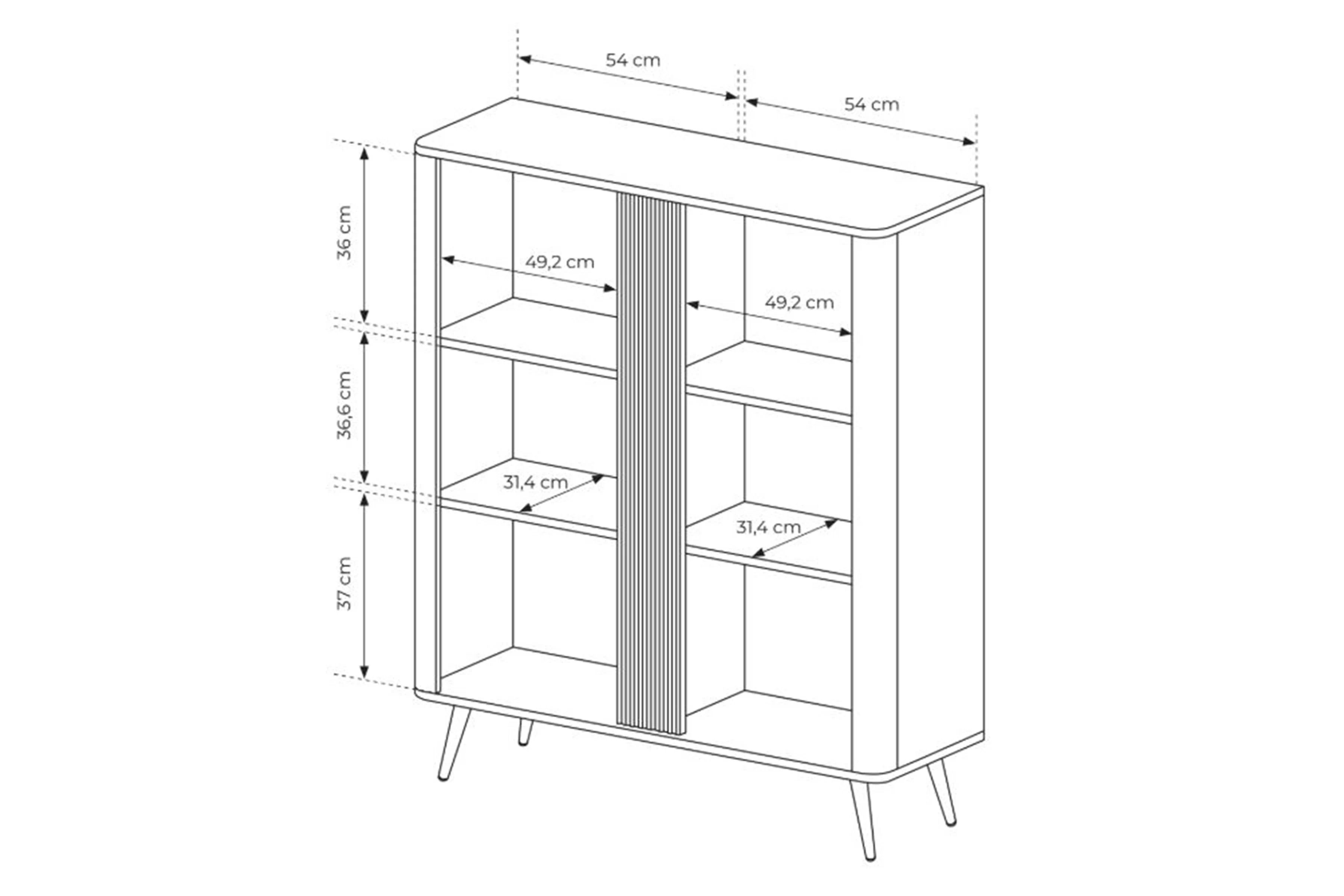 Vysoká komoda Edrin 113 cm - dub dunin / čierna Komoda vysoká Edrin 113 cm - Dub dunin / Čierny