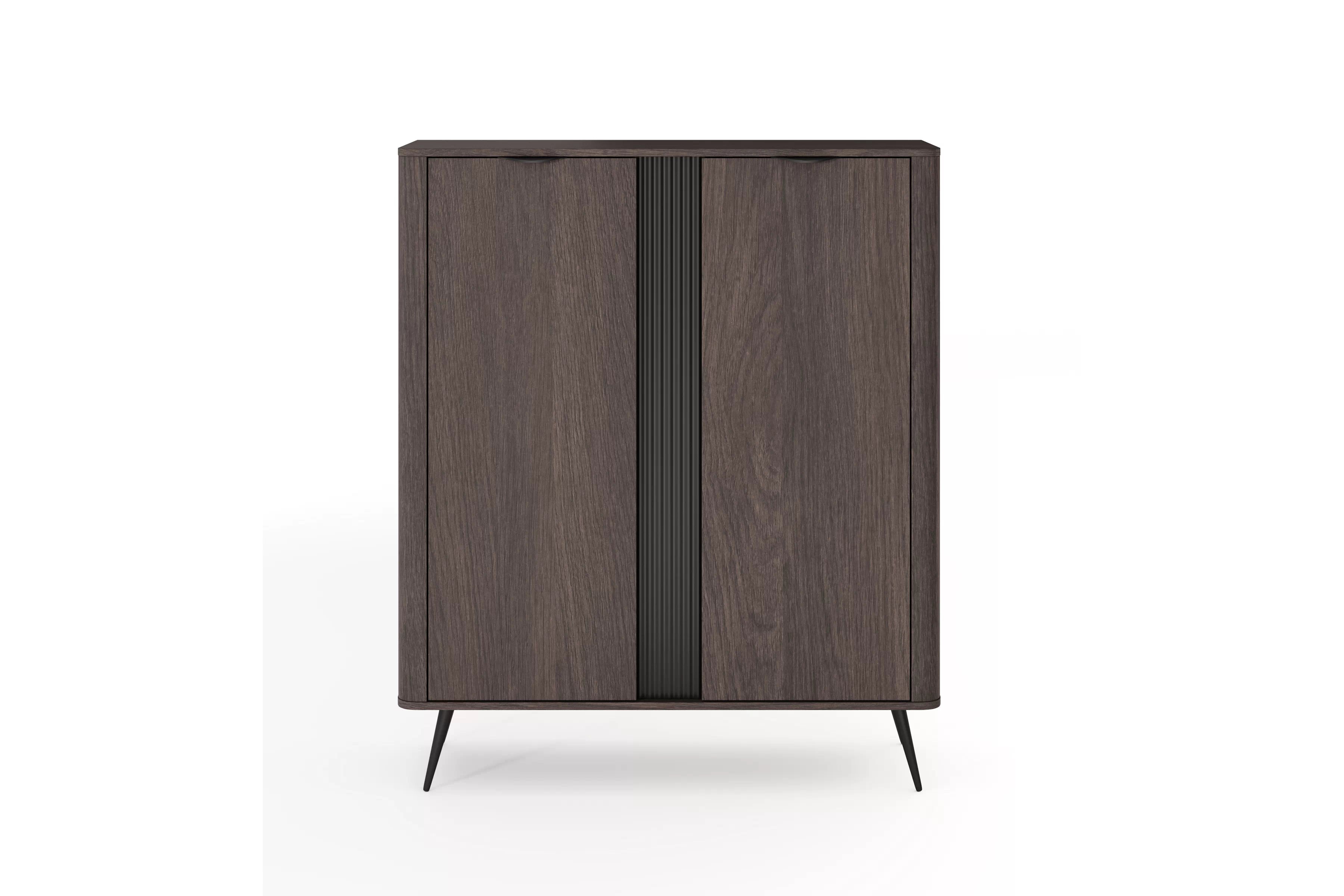 Vysoká komoda Edrin 113 cm - dub dunin / čierna Komoda vysoká Edrin 113 cm - Dub dunin / Čierny