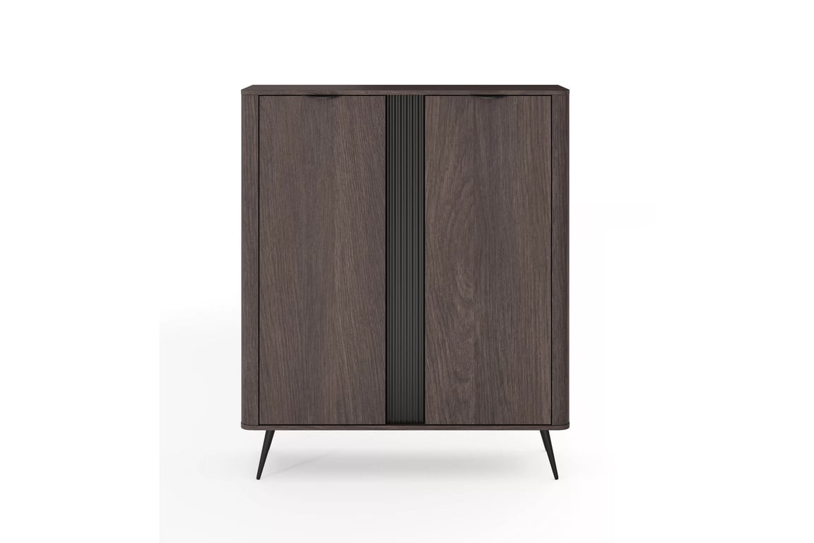 Vysoká komoda Edrin 113 cm - dub dunin / černá Komoda vysoká Edrin 113 cm - dub dunin / černá