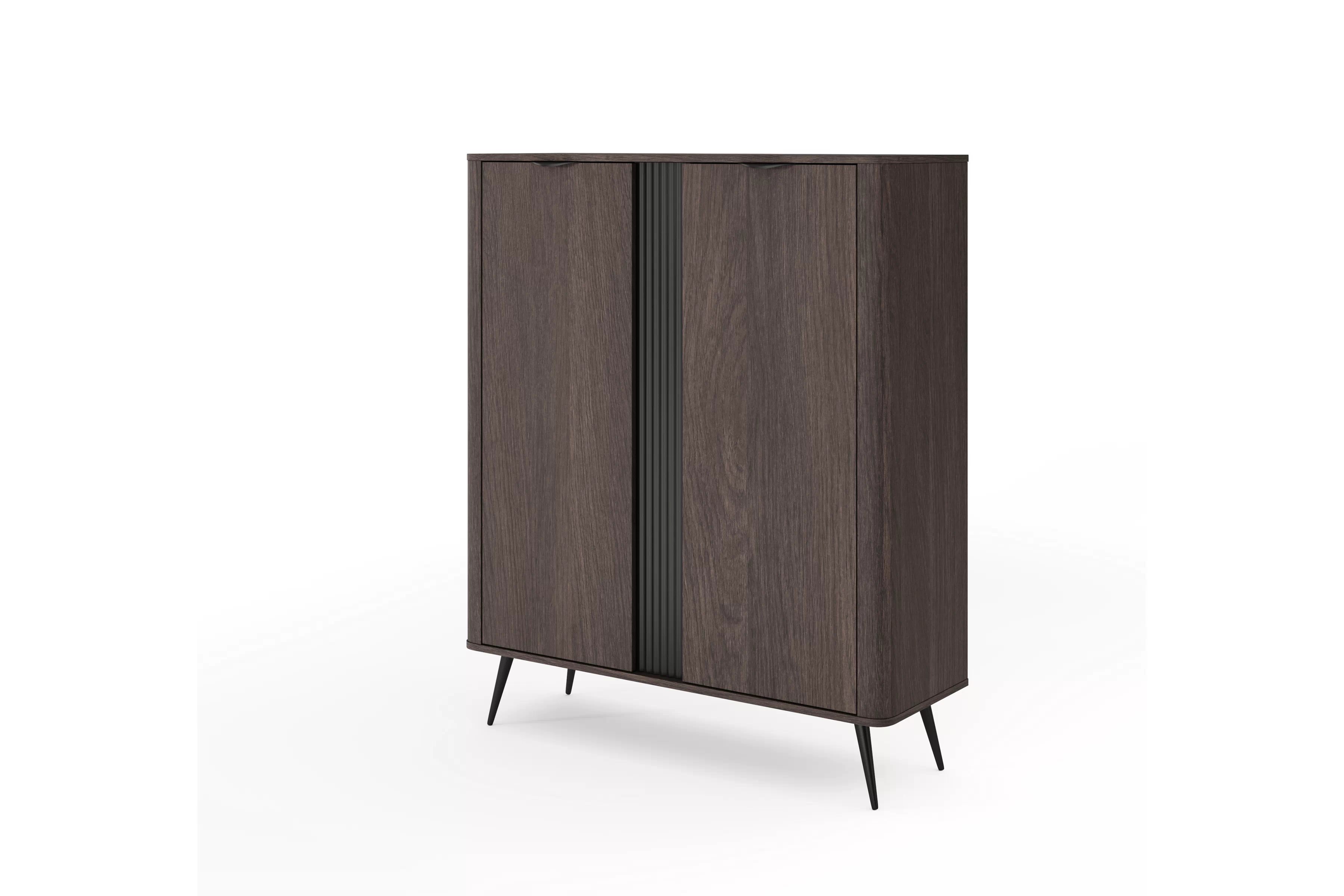 Vysoká komoda Edrin 113 cm - dub dunin / čierna Komoda vysoká Edrin 113 cm - Dub dunin / Čierny