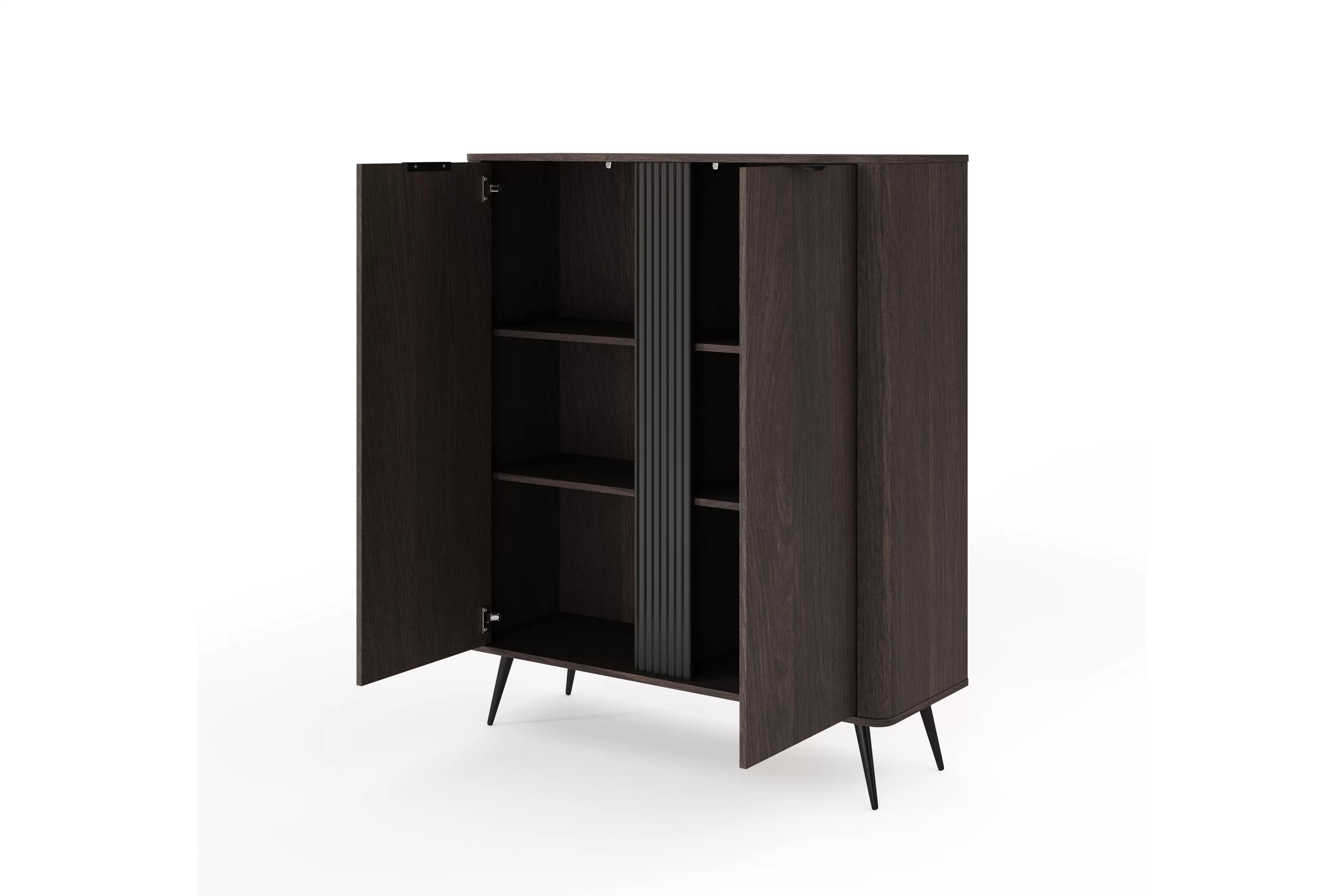 Vysoká komoda Edrin 113 cm - dub dunin / čierna Komoda vysoká Edrin 113 cm - Dub dunin / Čierny